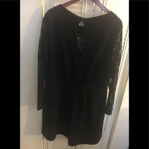 Black Lace Sleeve Romper